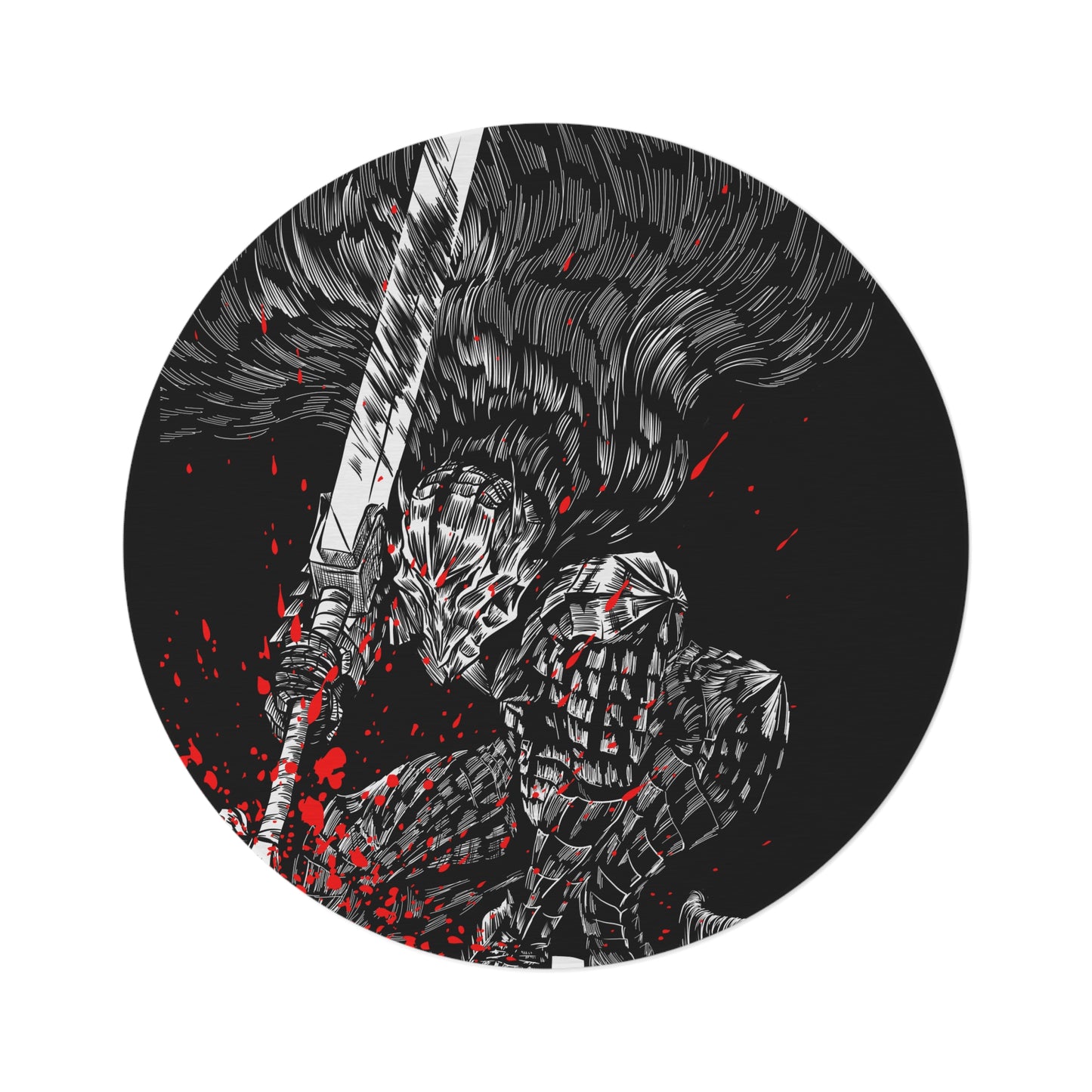 Bersrk Red Splatter Round Rug