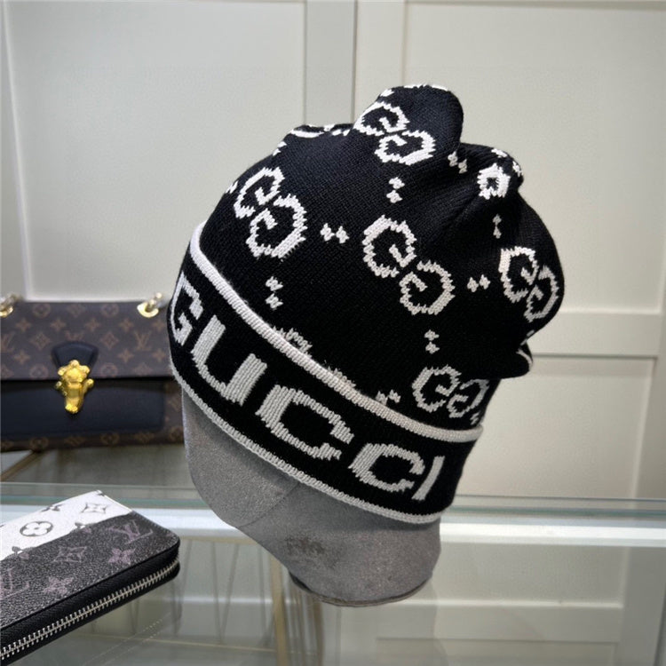 Black GG Design Beanie