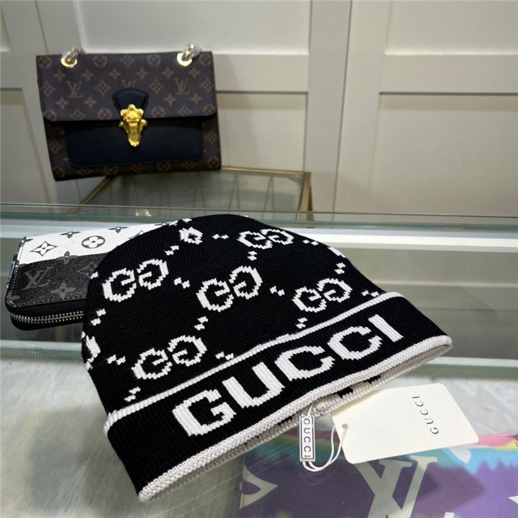 Black GG Design Beanie