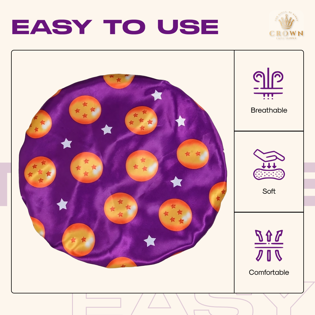 Purple Stars - Silky Bonnet Crown Limited Supply