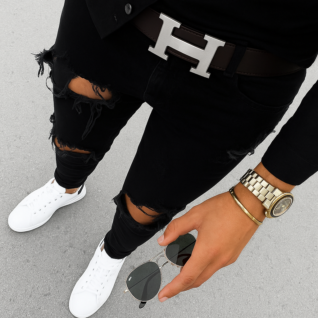 Black H Design Belt