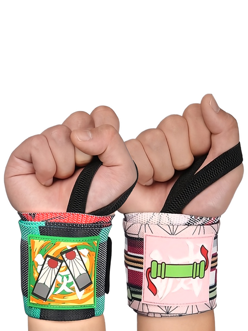 Anime Wrist Wraps 2 Pairs Bundle - Gym Accessories Support Weightlifting (2 DUO C ) Crown Limited Supply