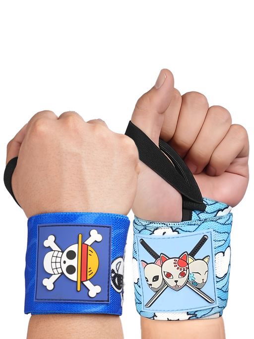 Anime Wrist Wraps 2 Pairs Bundle - Gym Accessories Support Weightlifting (2 DUO D) Crown Limited Supply