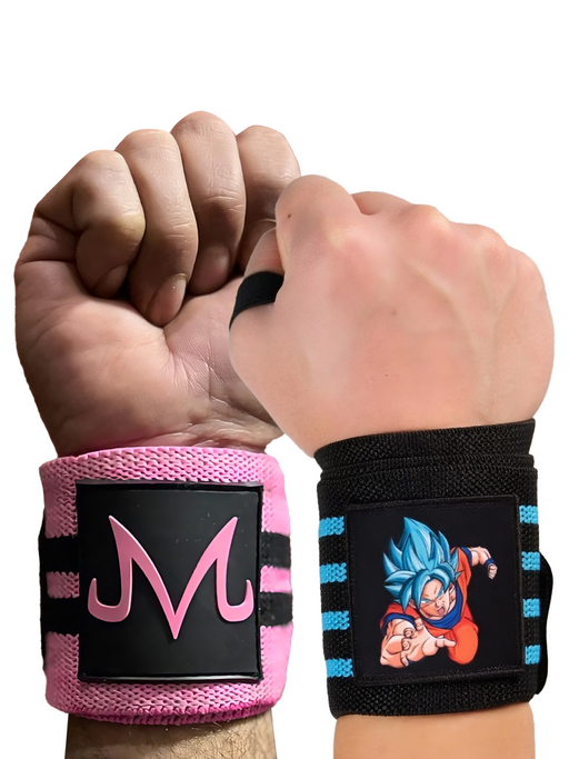 Anime Wrist Wraps 2 Pairs Bundle - Gym Accessories Support Weightlifting (2 DUO F) Crown Limited Supply