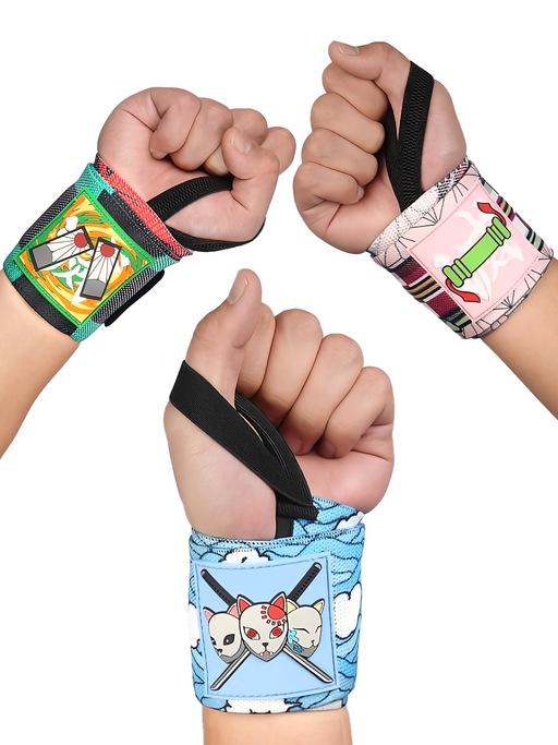 Anime Wrist Wraps 3 Pairs Bundle - 24" Lifting Straps for Men and Women ( Trio A ) Crown Limited Supply