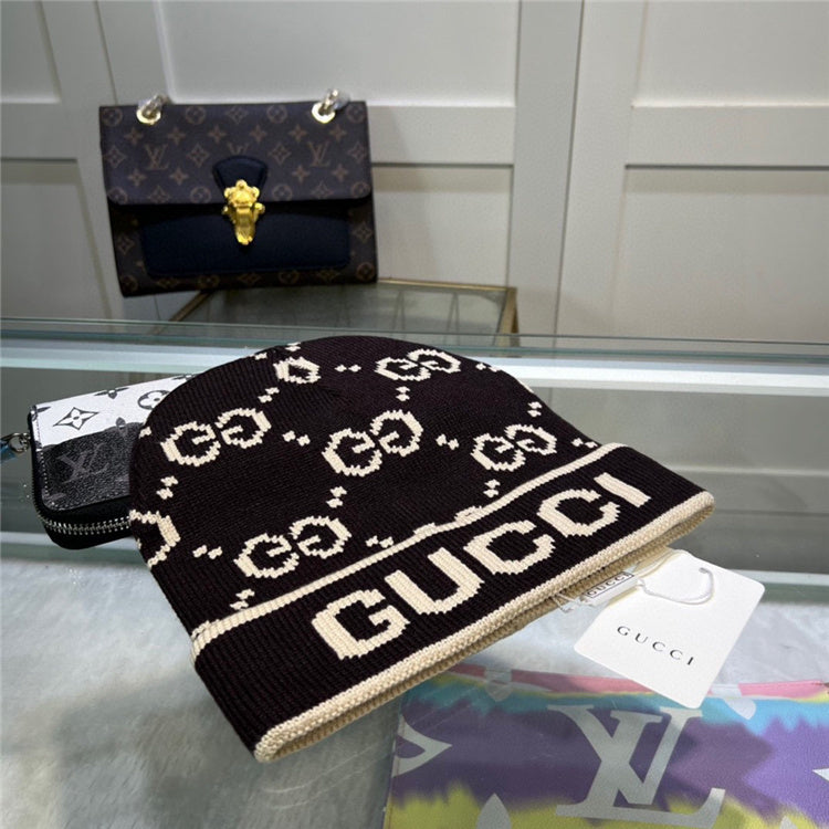 Black GG Design Beanie
