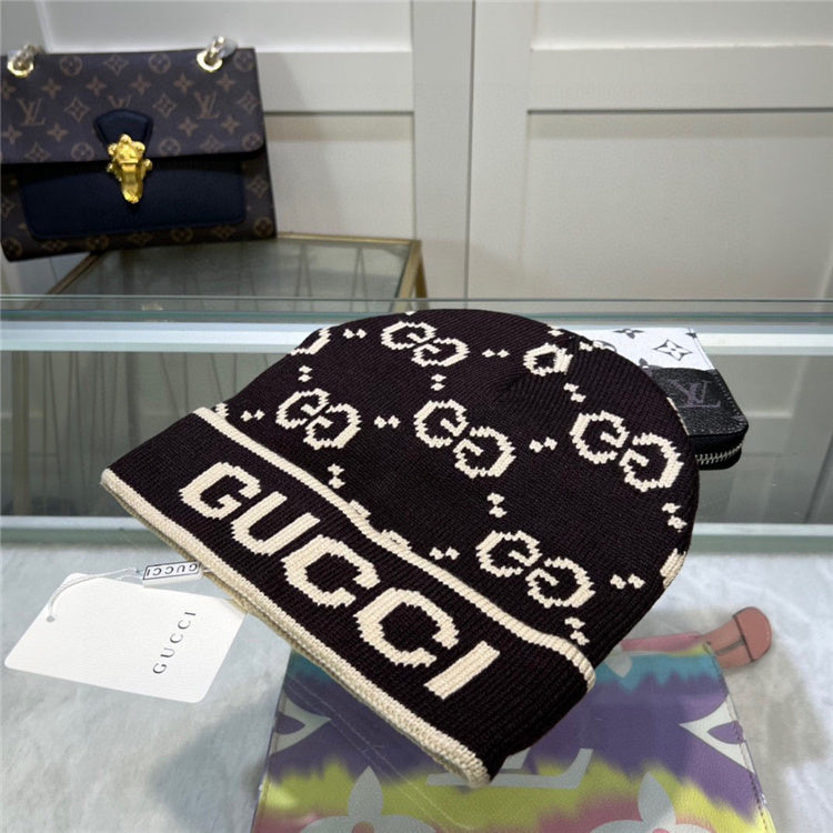 Black GG Design Beanie