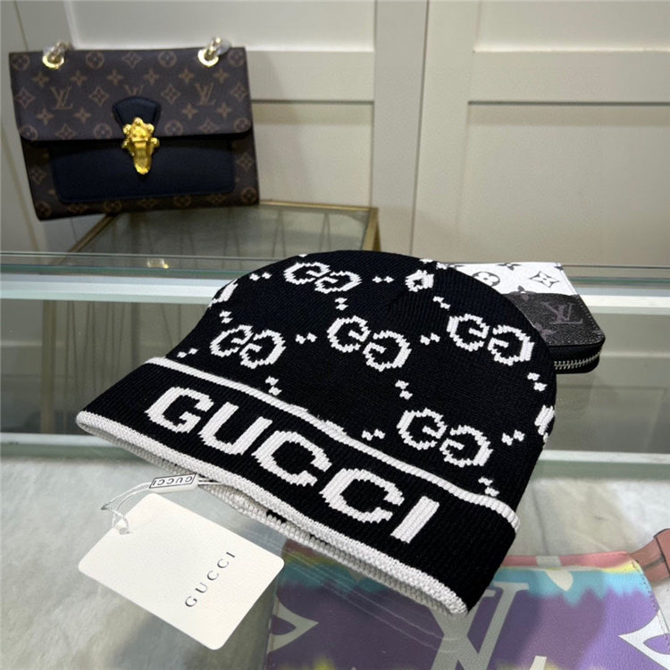 Black GG Design Beanie