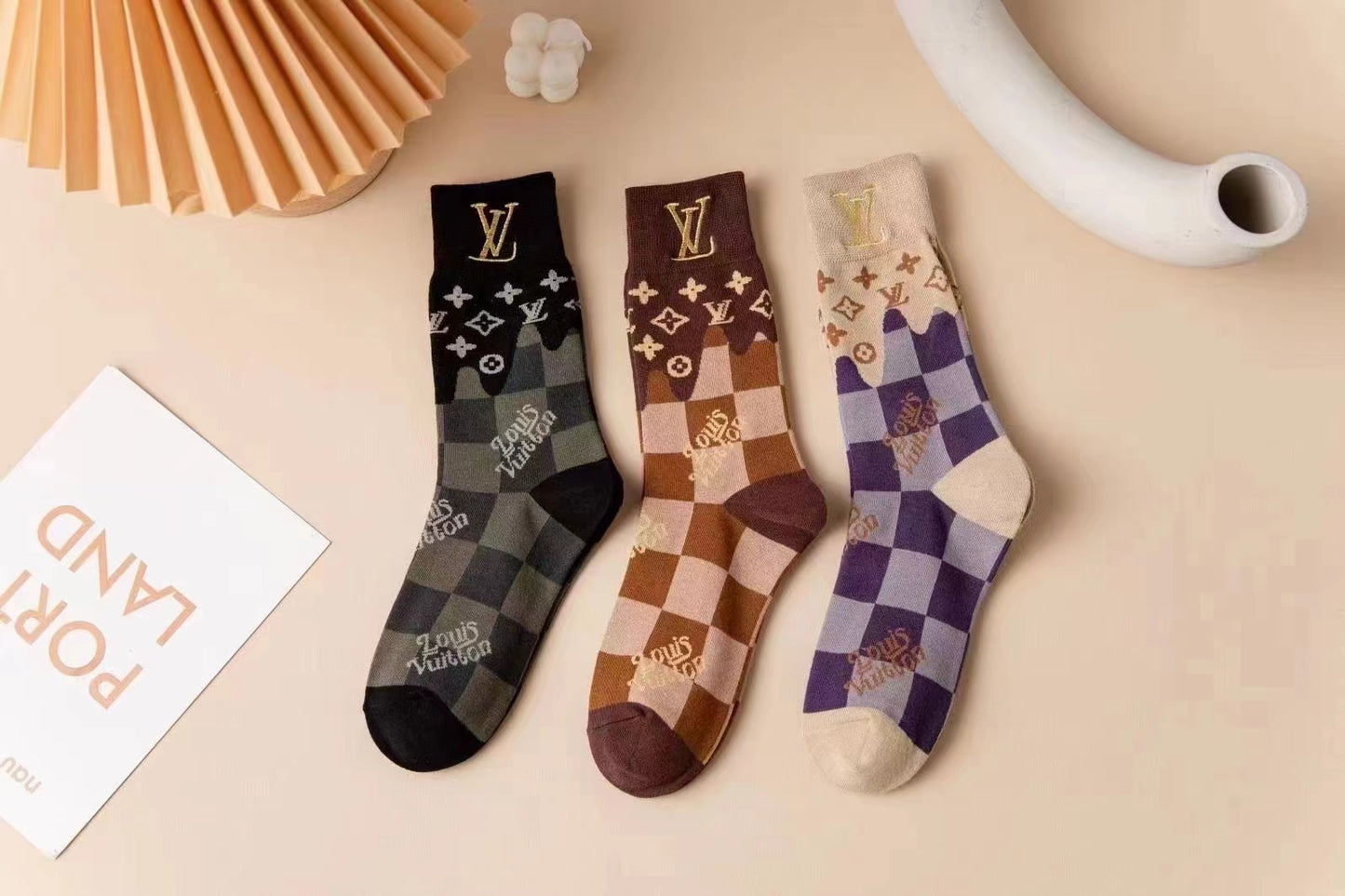 LLV Checkered 3 Pairs Set Designer Socks