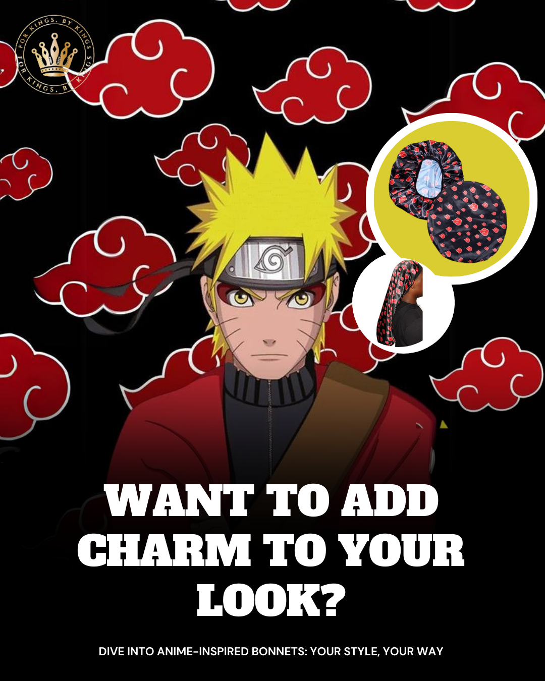 naruto inspired crown anime bonnet