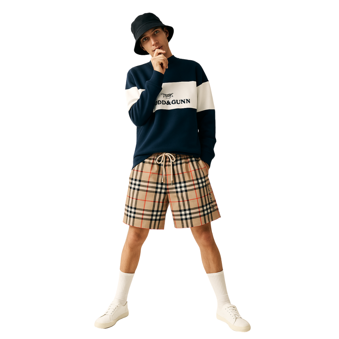 Stripes Brbry Design Shorts 1