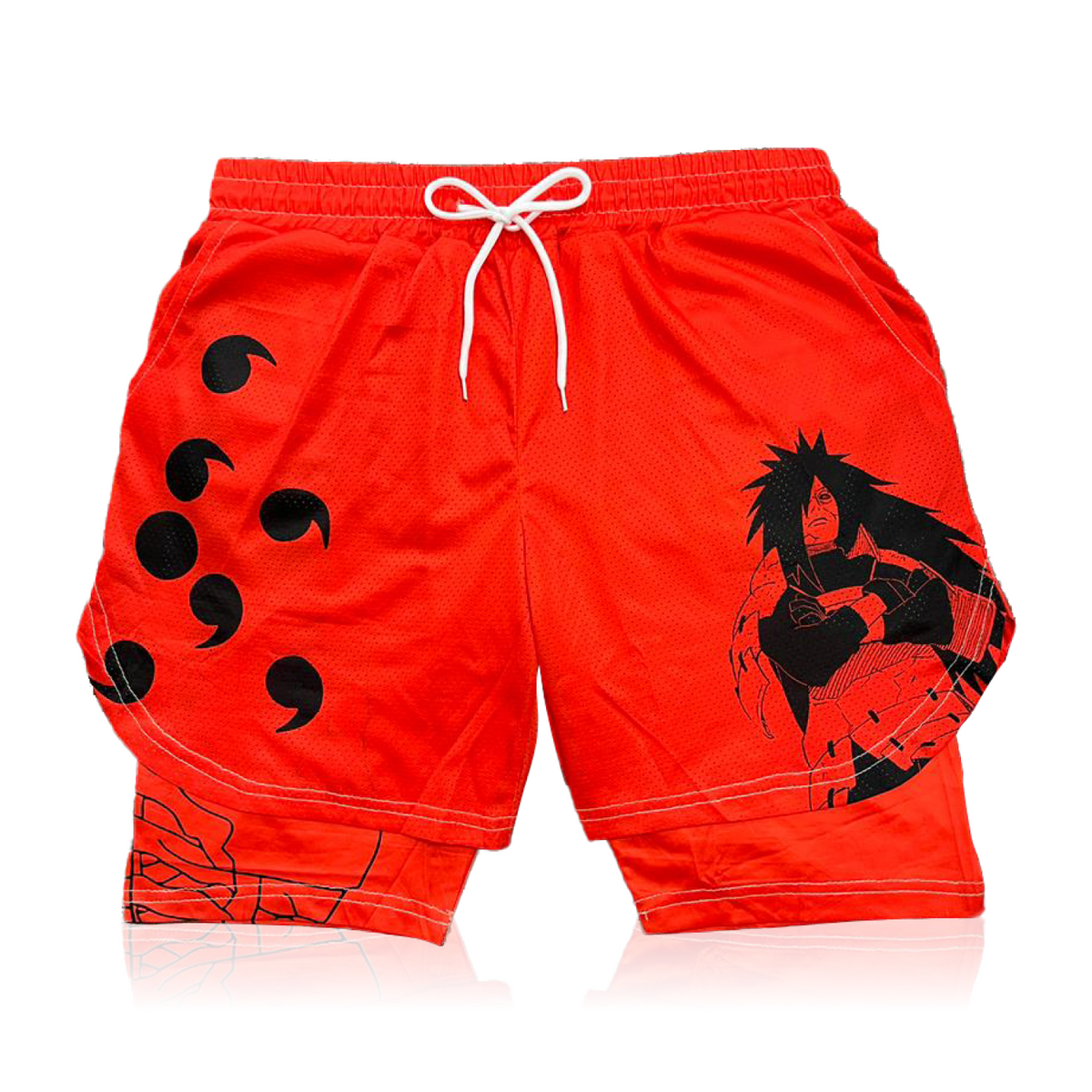 Red Madara Anime Shorts - Breathable Mesh Stretch Compression Gym