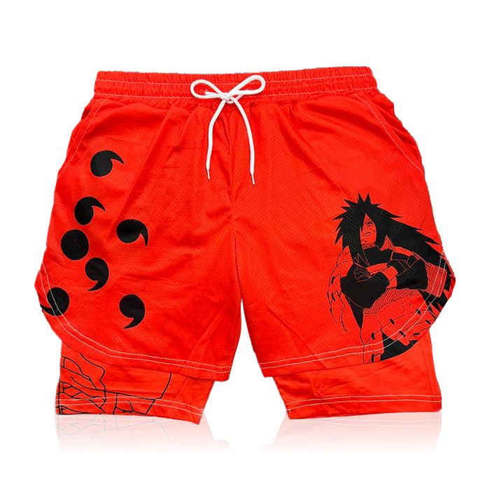 Red Madara Anime Mesh Shorts for Men and Women Crown Limited Supply