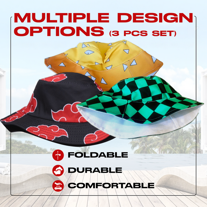 3 Pcs Anime Bucket Hat for Women and Men - Cosplay Bucket Hat Anime Accessories Crown Limited Supply