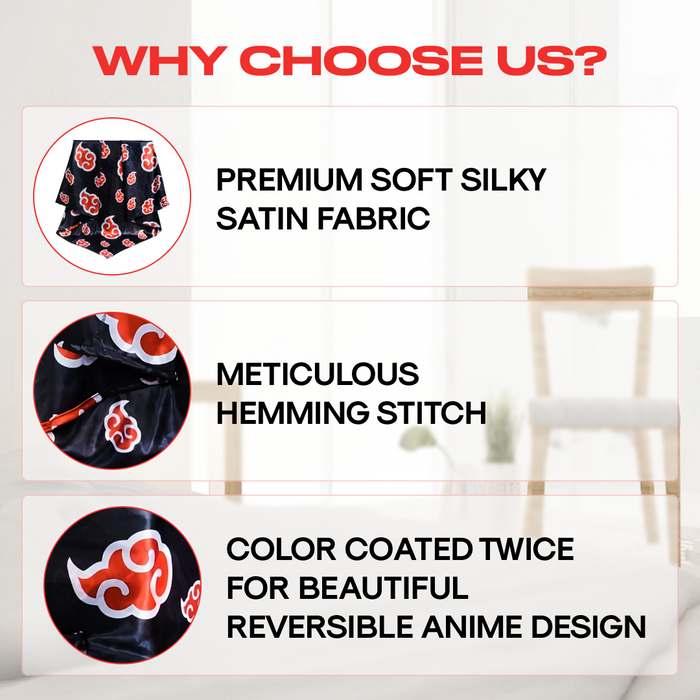 Reversible Anime Silk Scarf - Fashion Lightweight  Hair Bandana Body Head Wrap,  90x90cm Crown Limited Supply