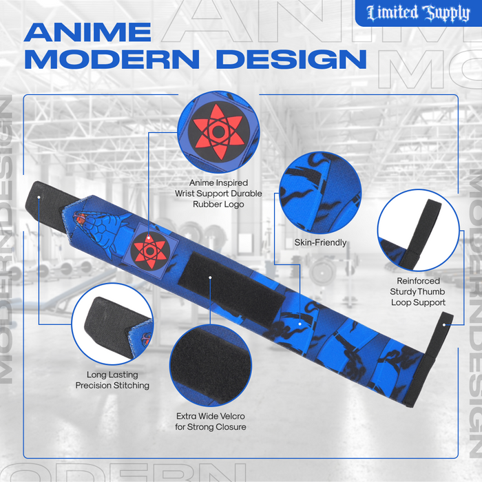 Anime Wrist Wraps 2 Pairs Bundle - 24" Lifting Straps for Men and Women (Duo D) Crown Limited Supply