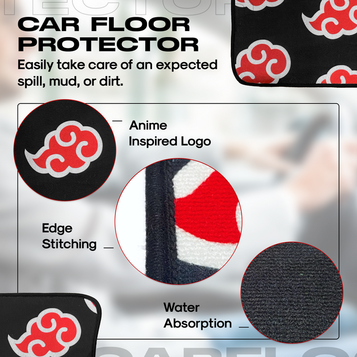 Red Cloud Design Anime Car Carpet Mat Set of 2 Front Crown Limited Supply