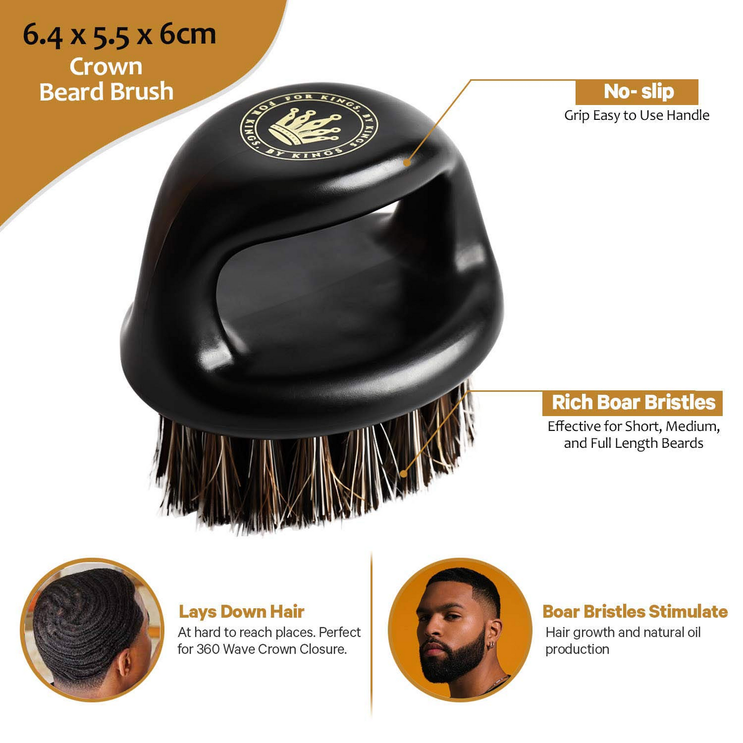 3-Pack Crown Hair Brush Wavers Barbers Beard Brush