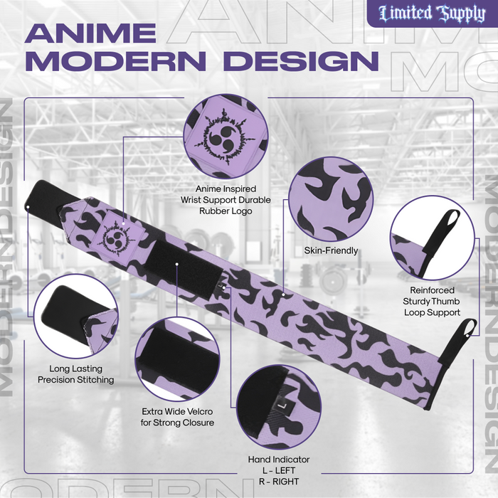 Anime Wrist Wraps 2 Pairs Bundle - 24" Lifting Straps for Men and Women (Duo C) Crown Limited Supply