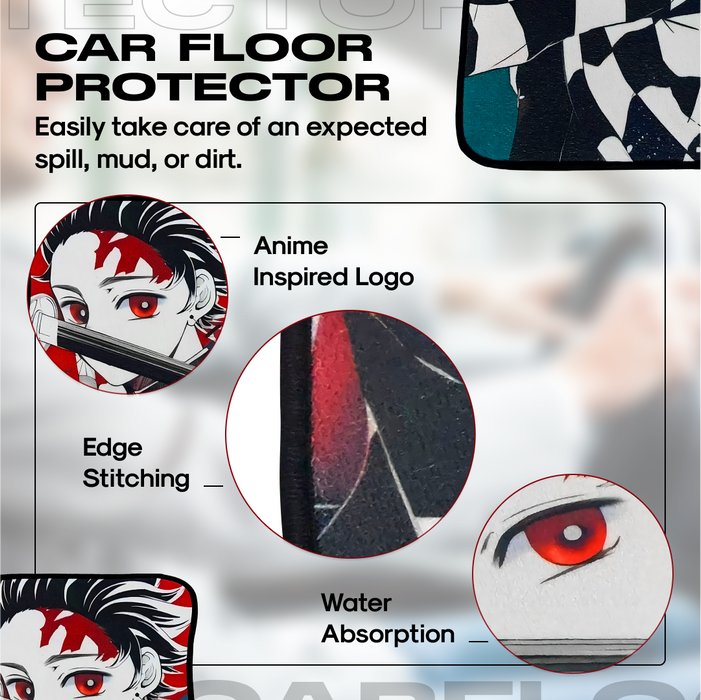 Anime Car Carpet Mat 1pc Front, Black Tanj Design Automotive Accessories Crown Limited Supply