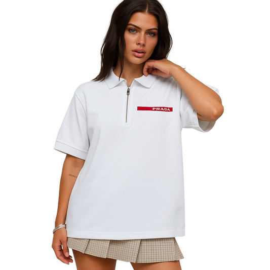 White Prda Polo Shirt