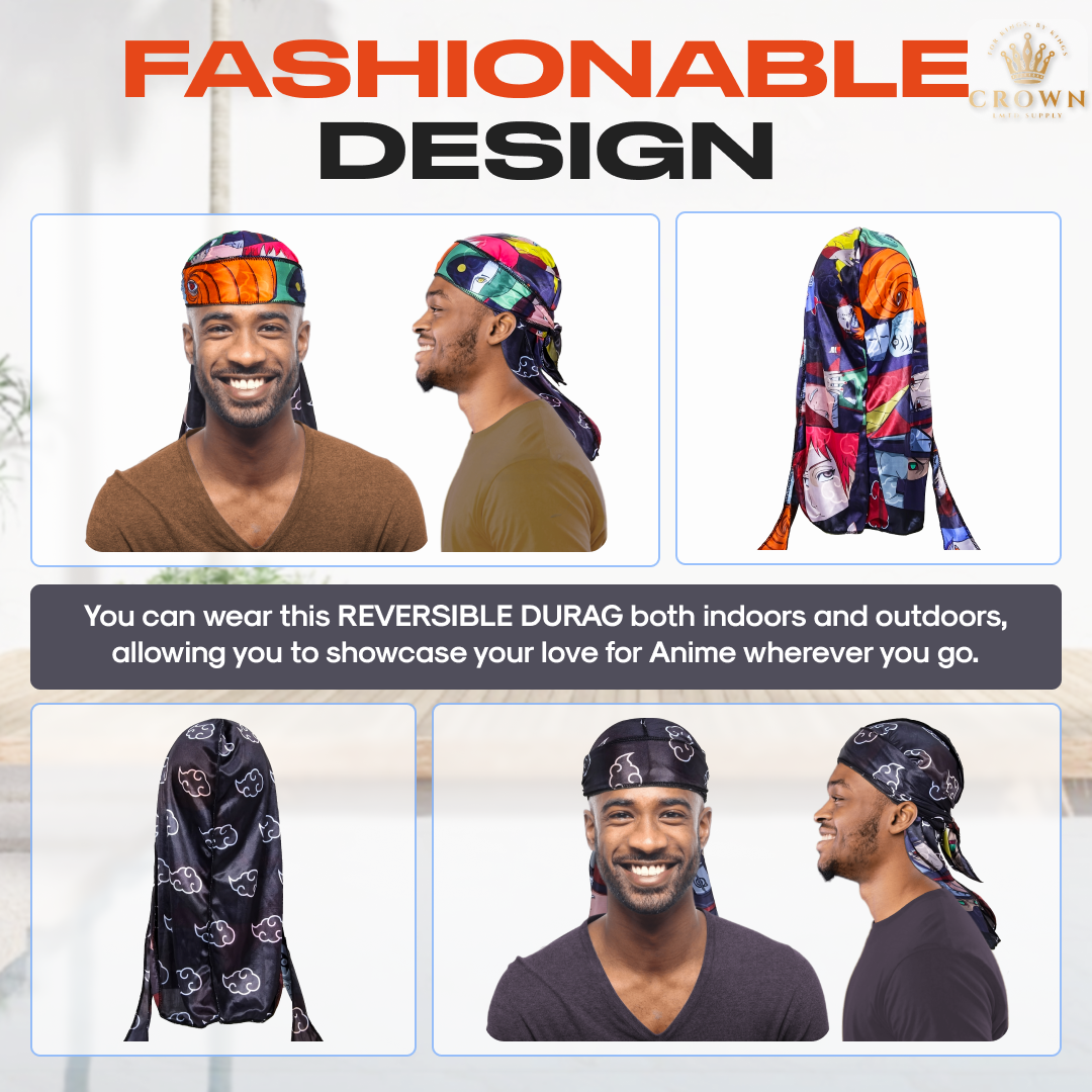 Reversible Anime Durag for Men and Women Crown Limited Supply