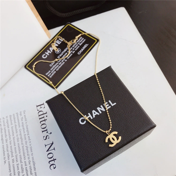 Gold CC Design Necklace