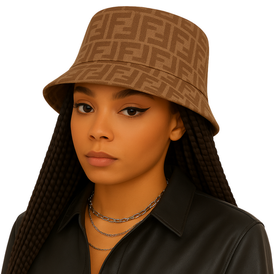 Dark Brown FF Design Bucket Hat