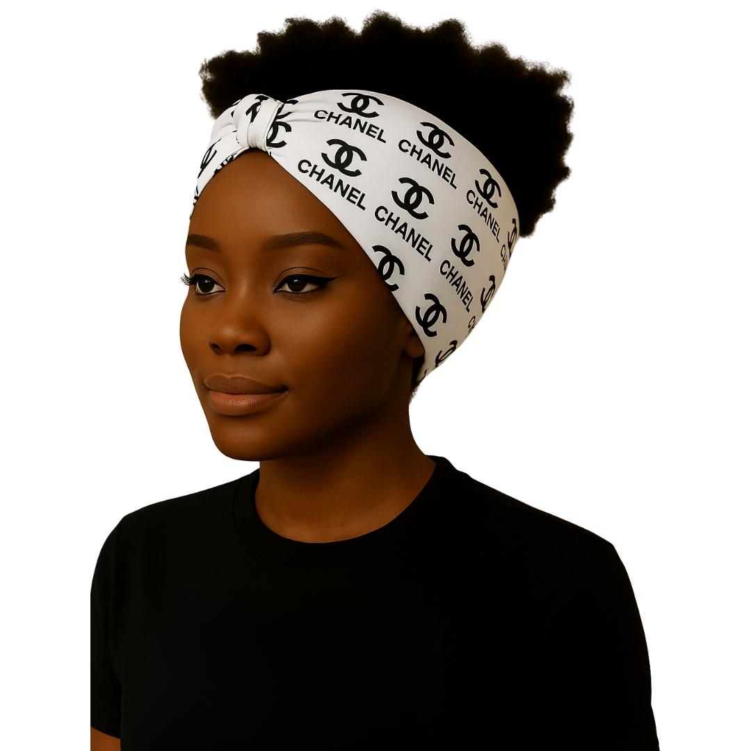 White CC Design Head Scarf