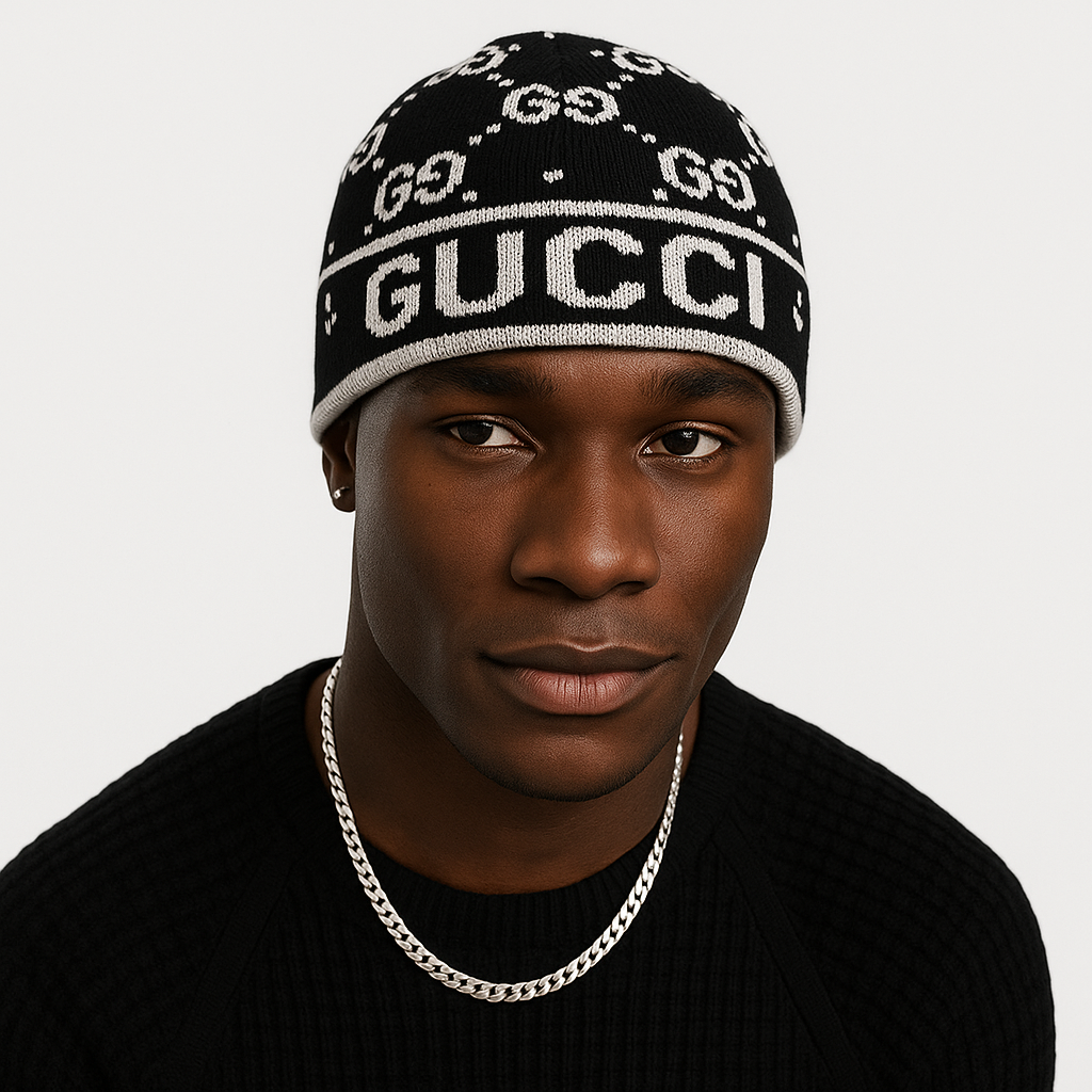 Black GG Design Beanie