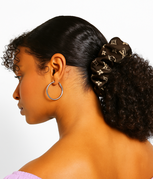 Dark Brown Design Scrunchies