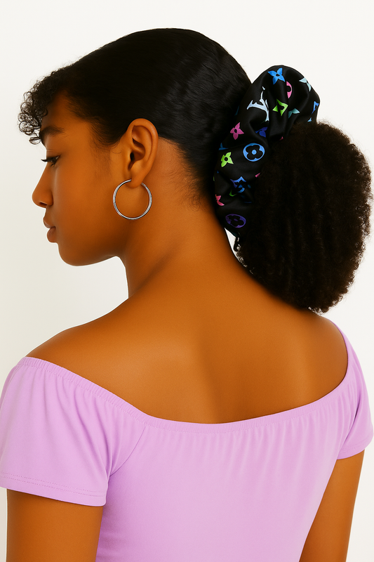 Black Rainbow Design Scrunchies