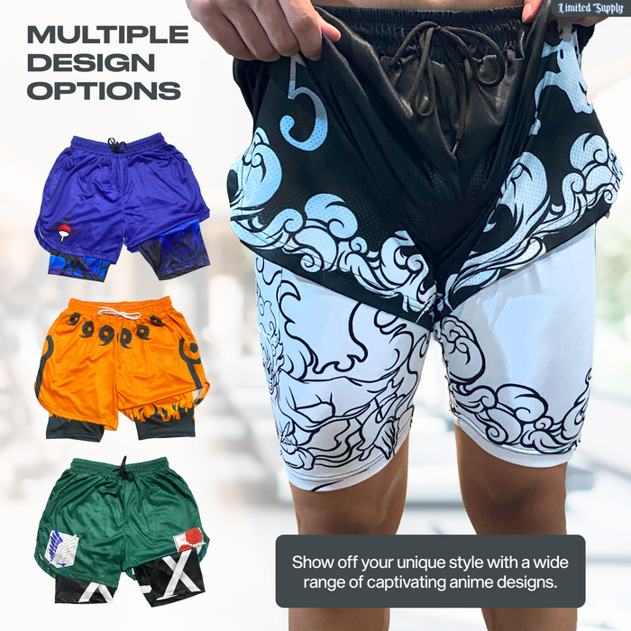 Anime Shorts Breathable Mesh Running Gear Sweat Gym Short with Soft Pockets and Towel Holder Crown Limited Supply