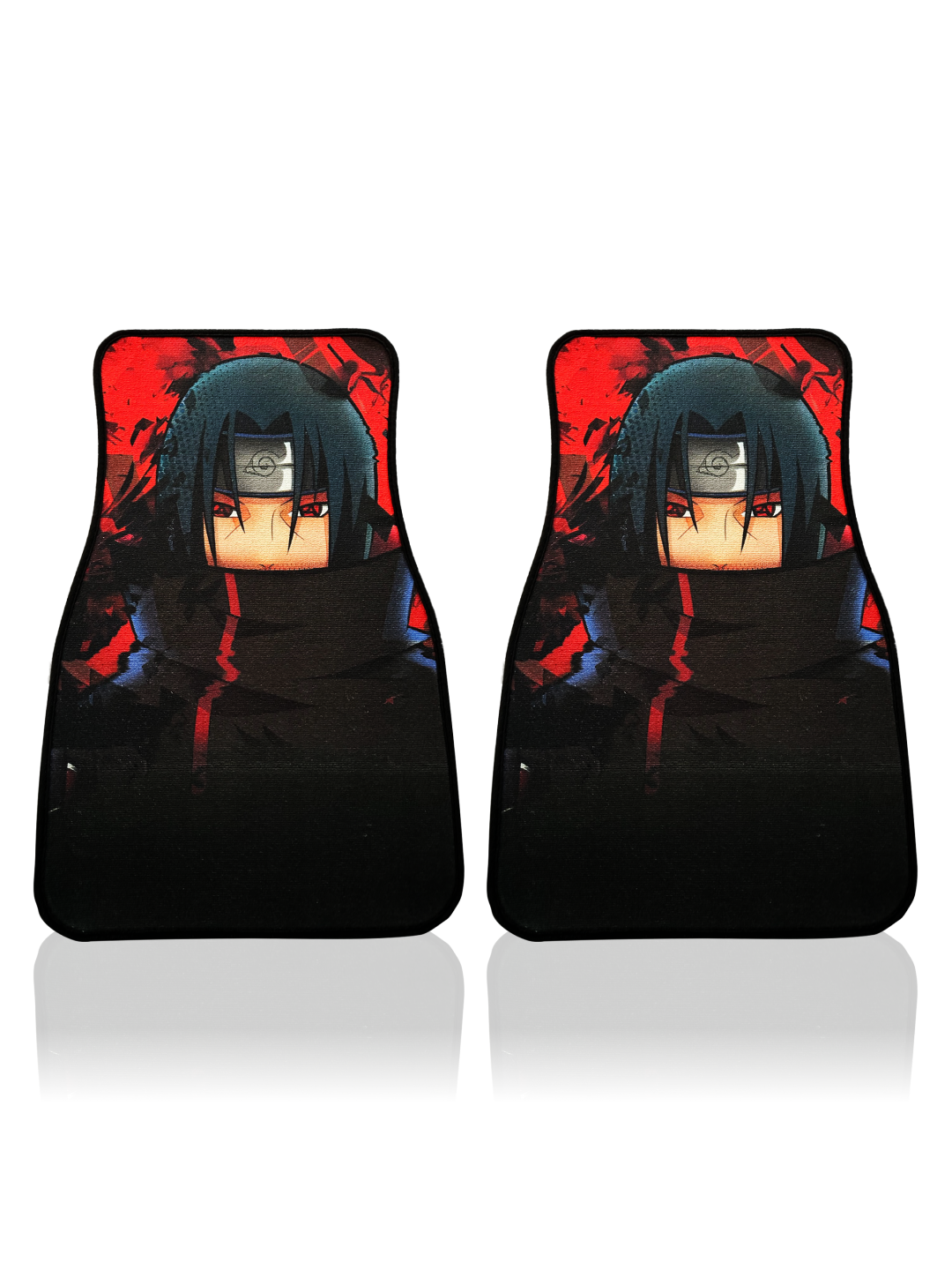 Anime Car Carpet Mat 2pcs Set Black Itachii