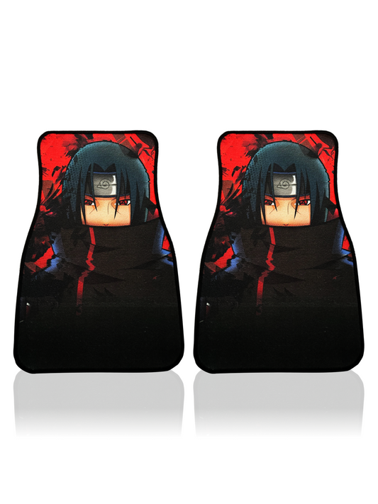 Anime Car Carpet Mat 2pcs Set Black Itachii