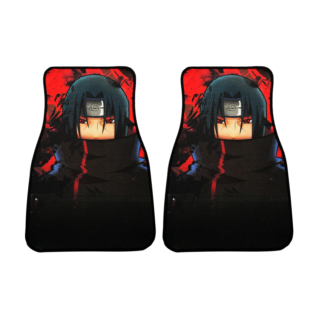 Anime Car Carpet Mat 2pcs Set Black Itachii