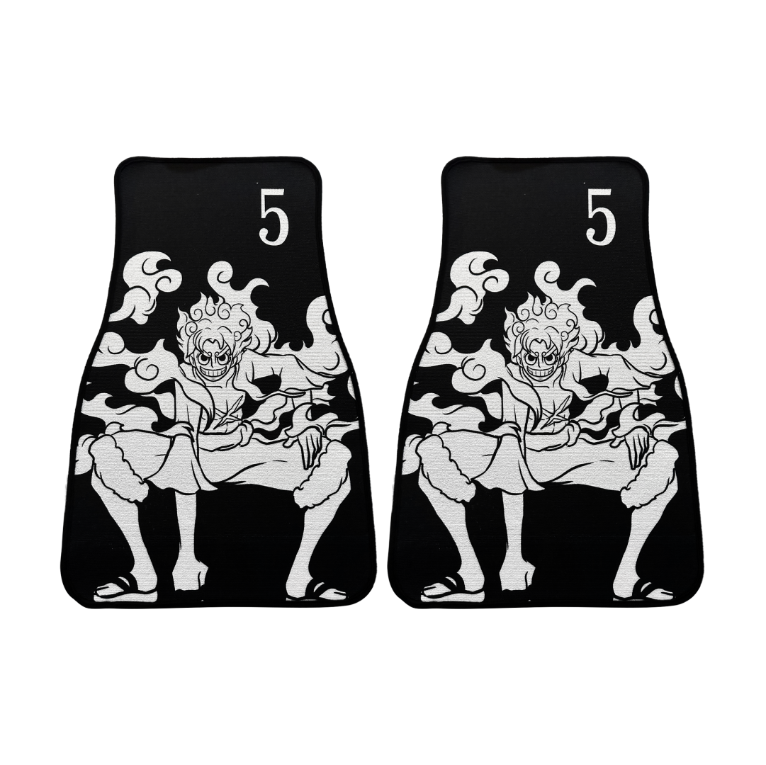 Anime Car Carpet Mat 2pcs Set Black Luffi