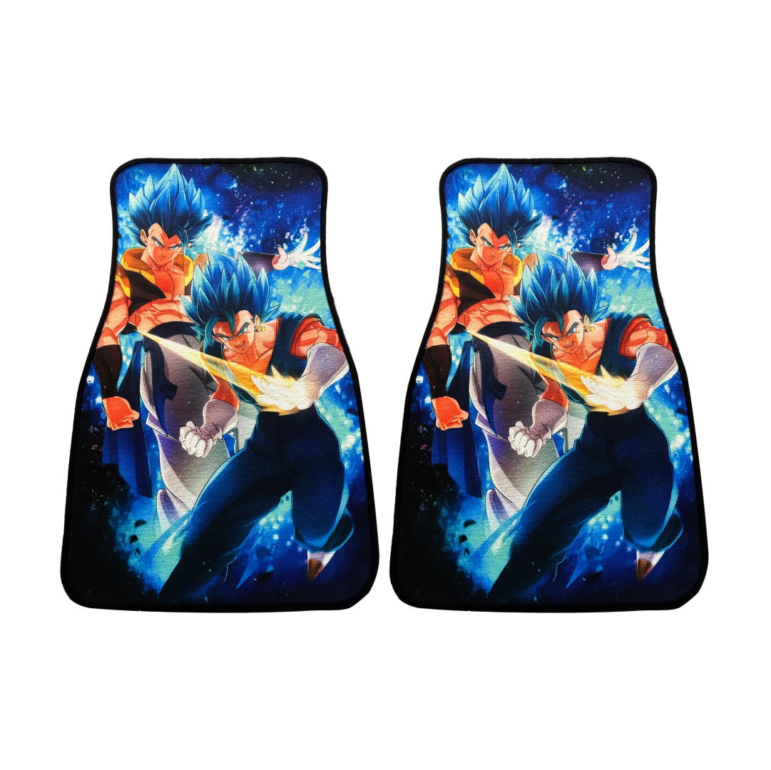 Anime Car Carpet Mat 2pcs Set Blue Vegeto