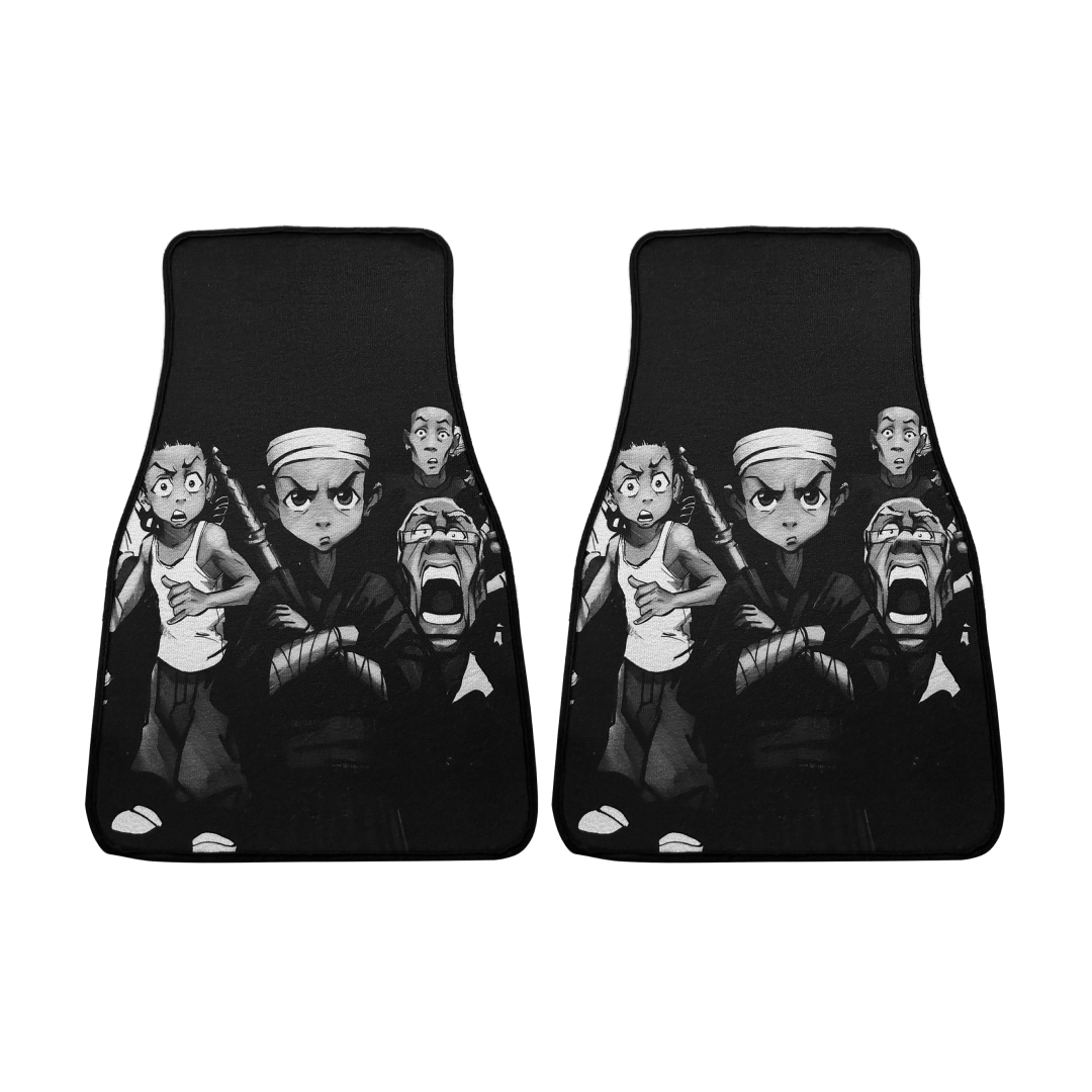 Anime Car Carpet Mat 2pcs Set Black Boons