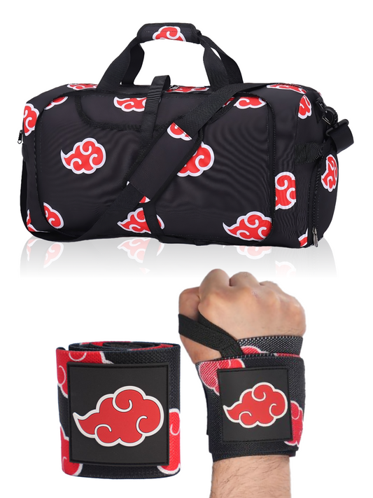 Anime Gym Bag for Women Men and Wrist Wrap Bundle Set