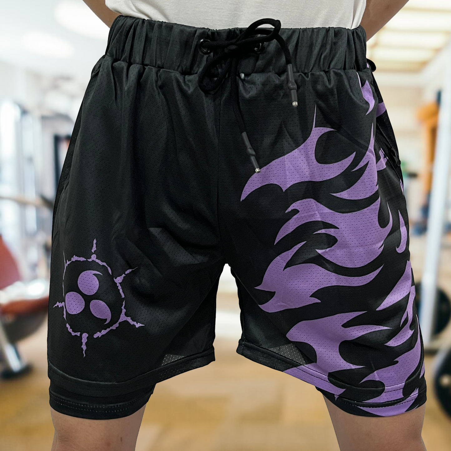 Black Purple Cursed M Anime Shorts