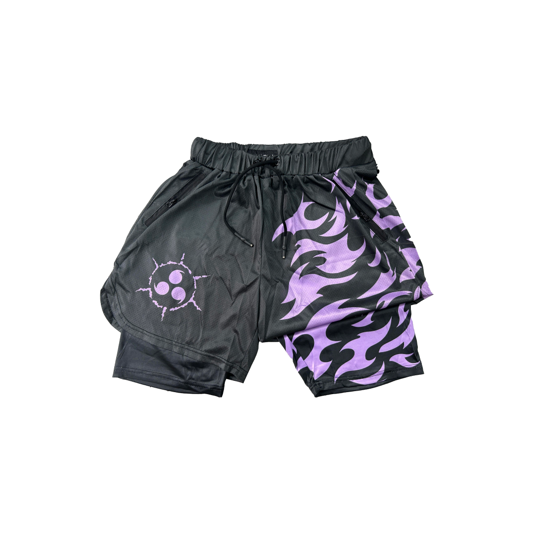 Black Purple Cursed M Anime Shorts