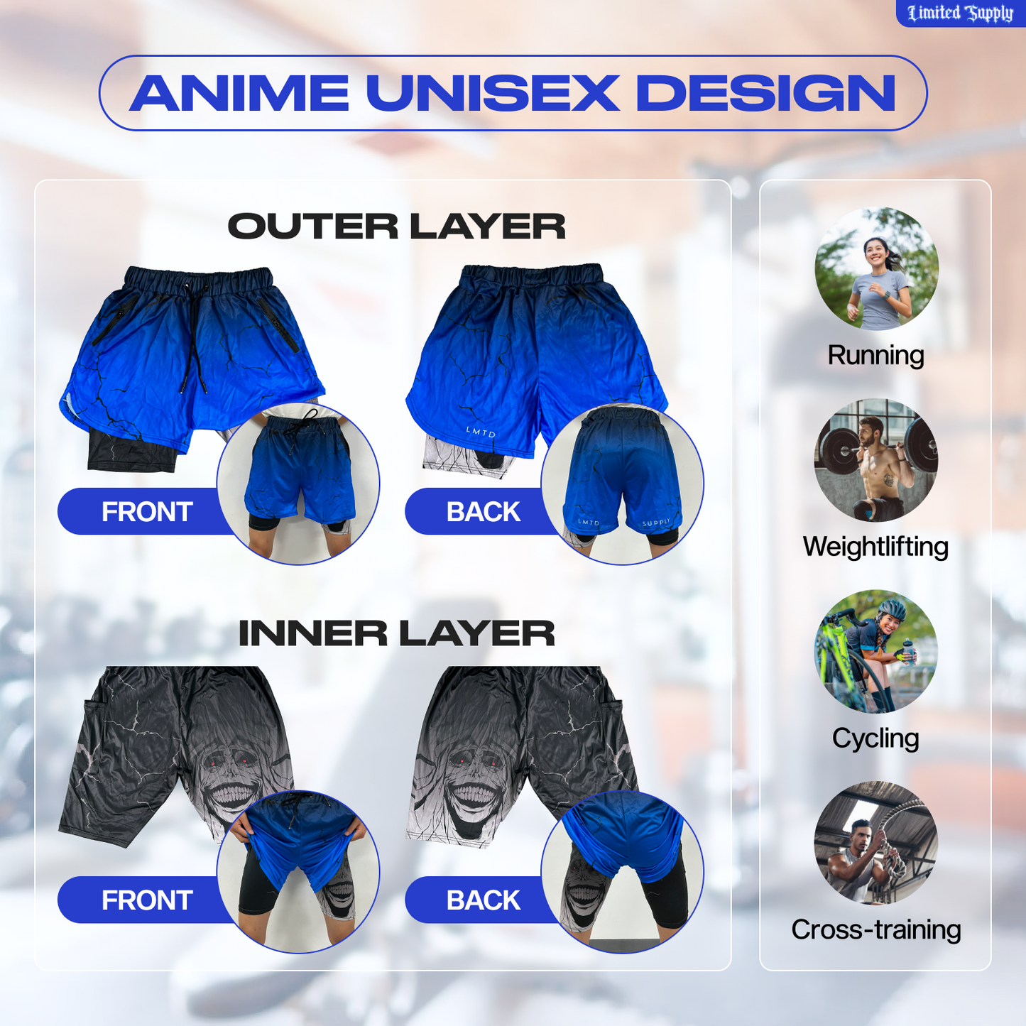 Anime Shorts Blue Solo