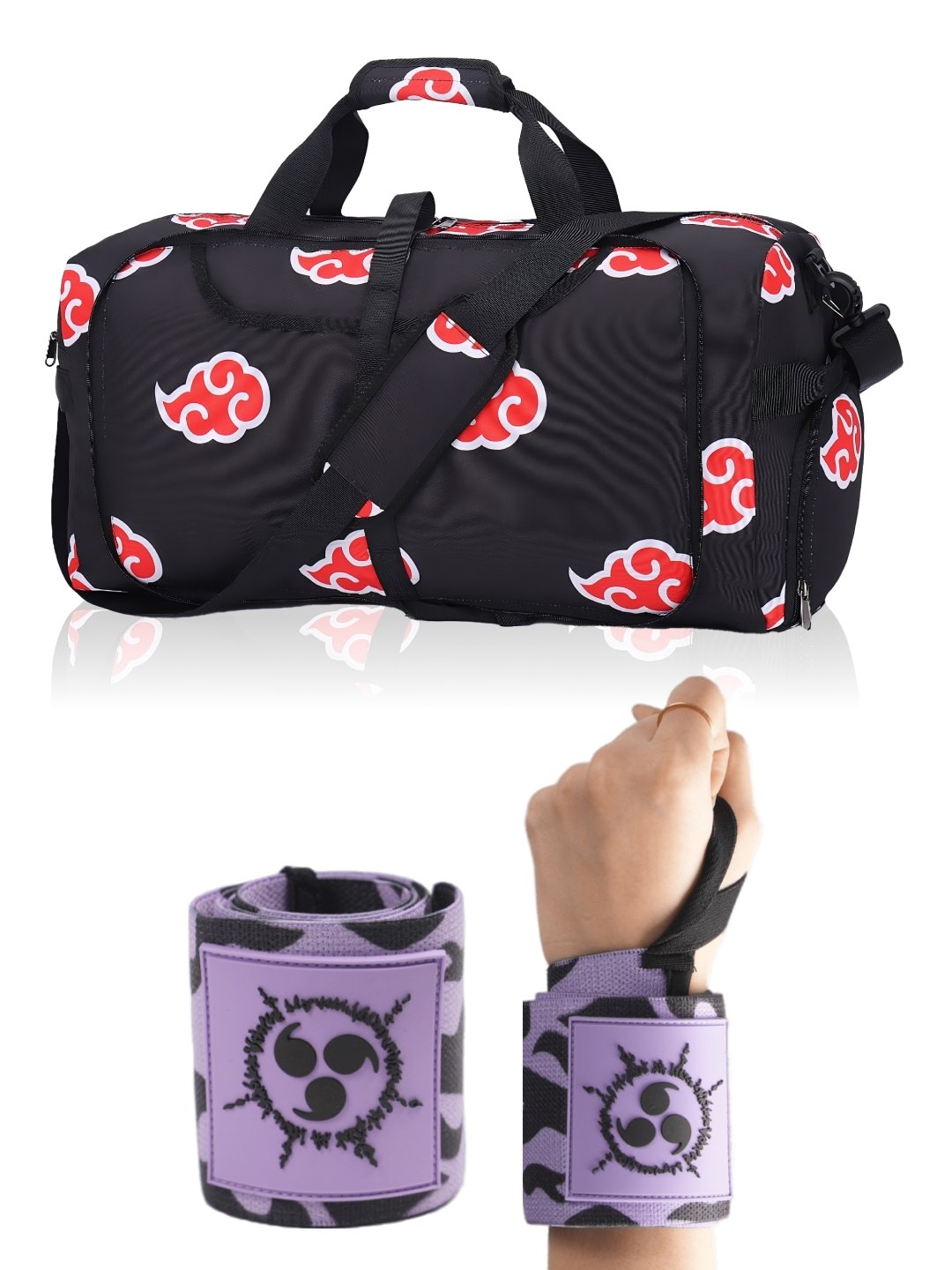 Anime Gym Bag for Women Men and Wrist Wrap Bundle Set