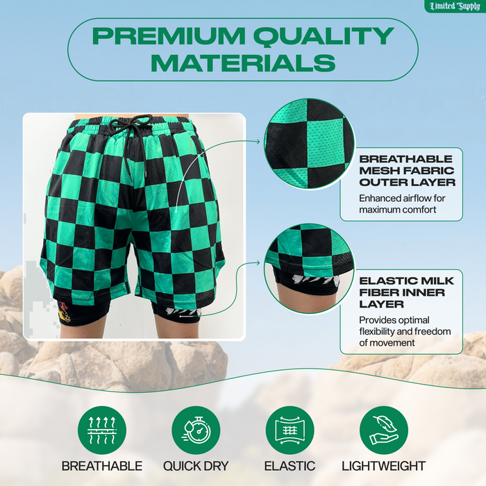 Green Dragon Anime Mesh Shorts for Men and Women Crown Limited Supply