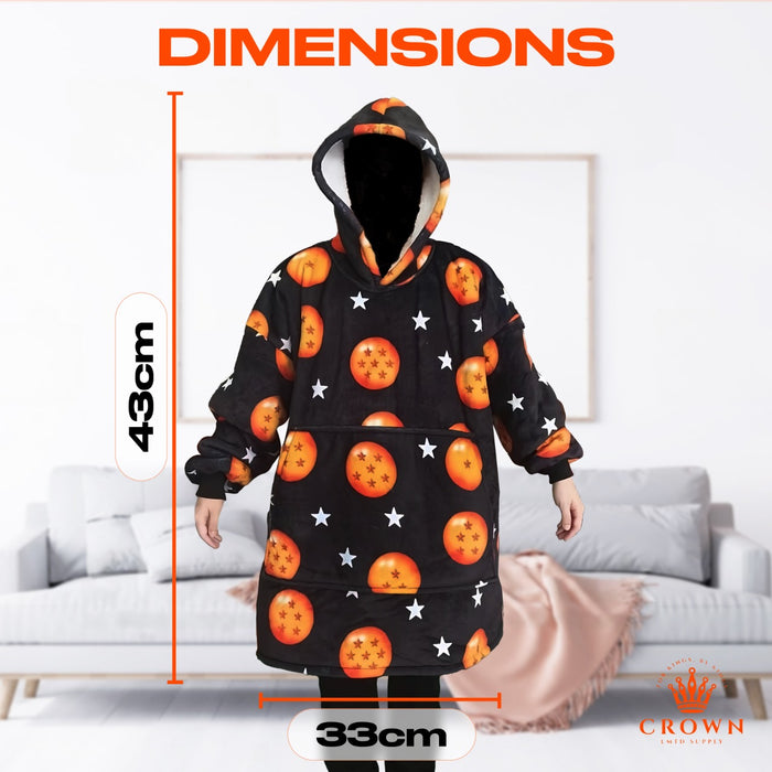 Anime Blanket Hoodie Black Stars With Pocket