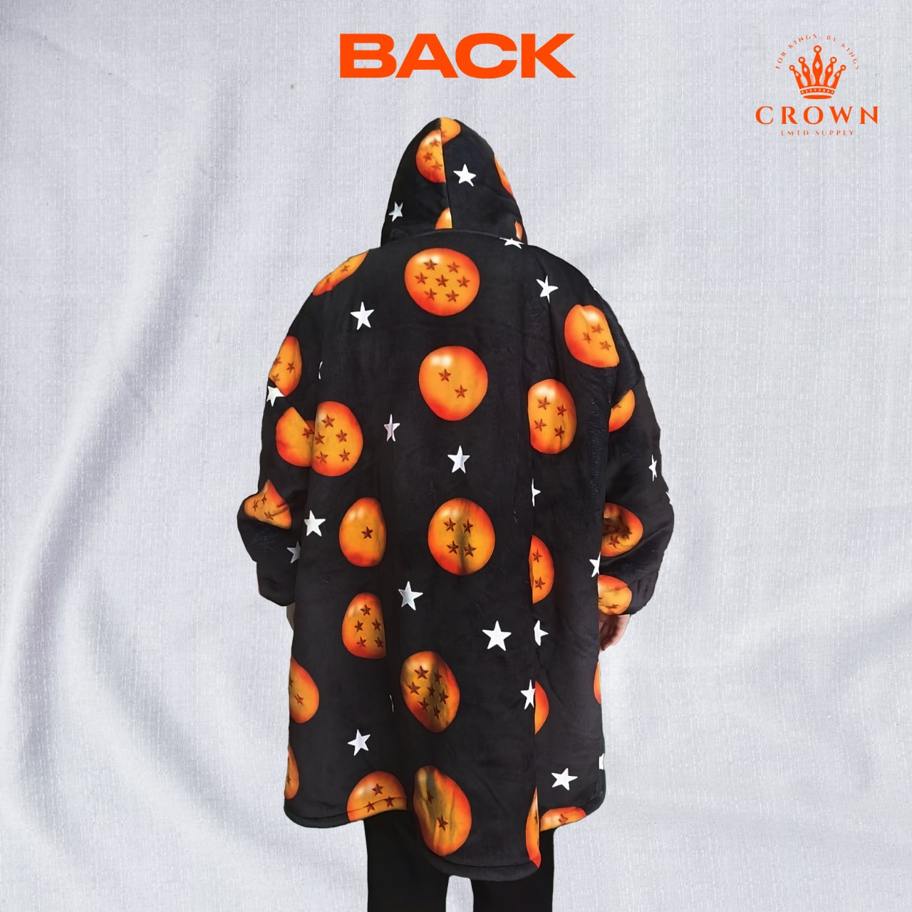 Anime Blanket Hoodie Black Stars With Pocket