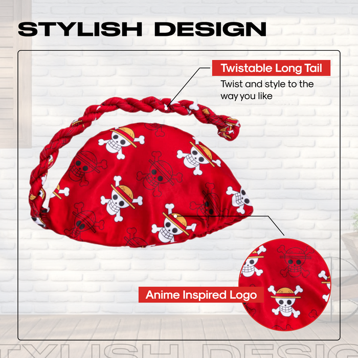 Anime Turban for Men Satin Hair Wrap (Red Skull) Crown Limited Supply