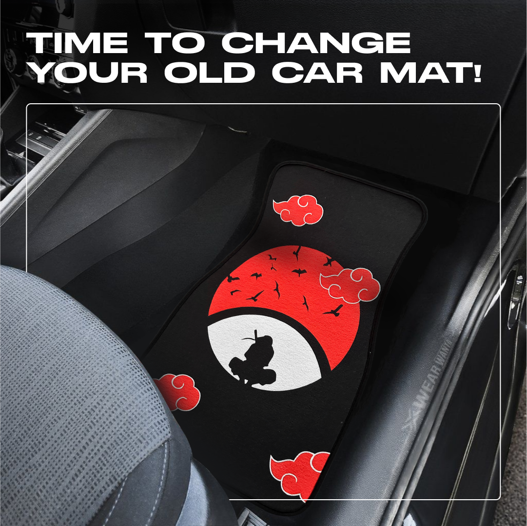 Anime Car Carpet Mat 2pcs Set Black Uchiiha