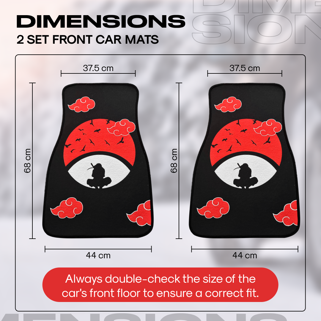 Anime Car Carpet Mat 2pcs Set Black Uchiiha